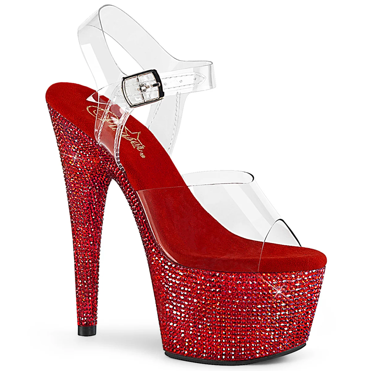 Red 7 Inch Exotic Bling Platform Shoes -  Pleaser BEJEWELED-708DM