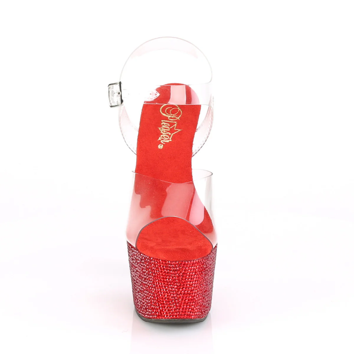 Red 7 Inch Exotic Bling Platform Shoes -  Pleaser BEJEWELED-708DM - Image 2