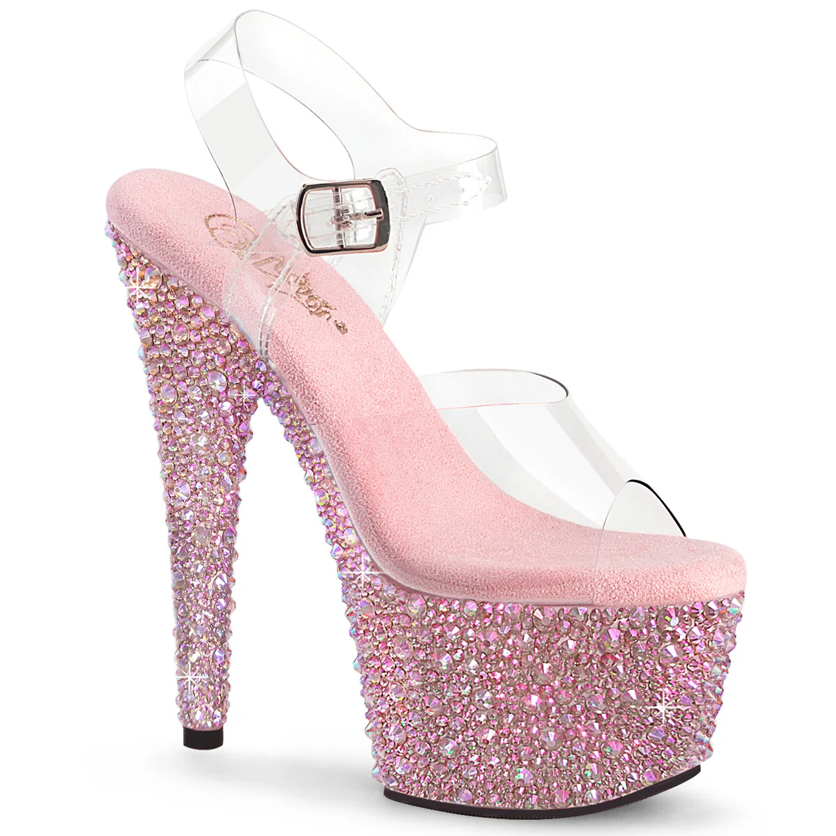 Baby Pink 7 Inch Fashion Forward Platform Shoes - Pleaser BEJEWELED-708MS
