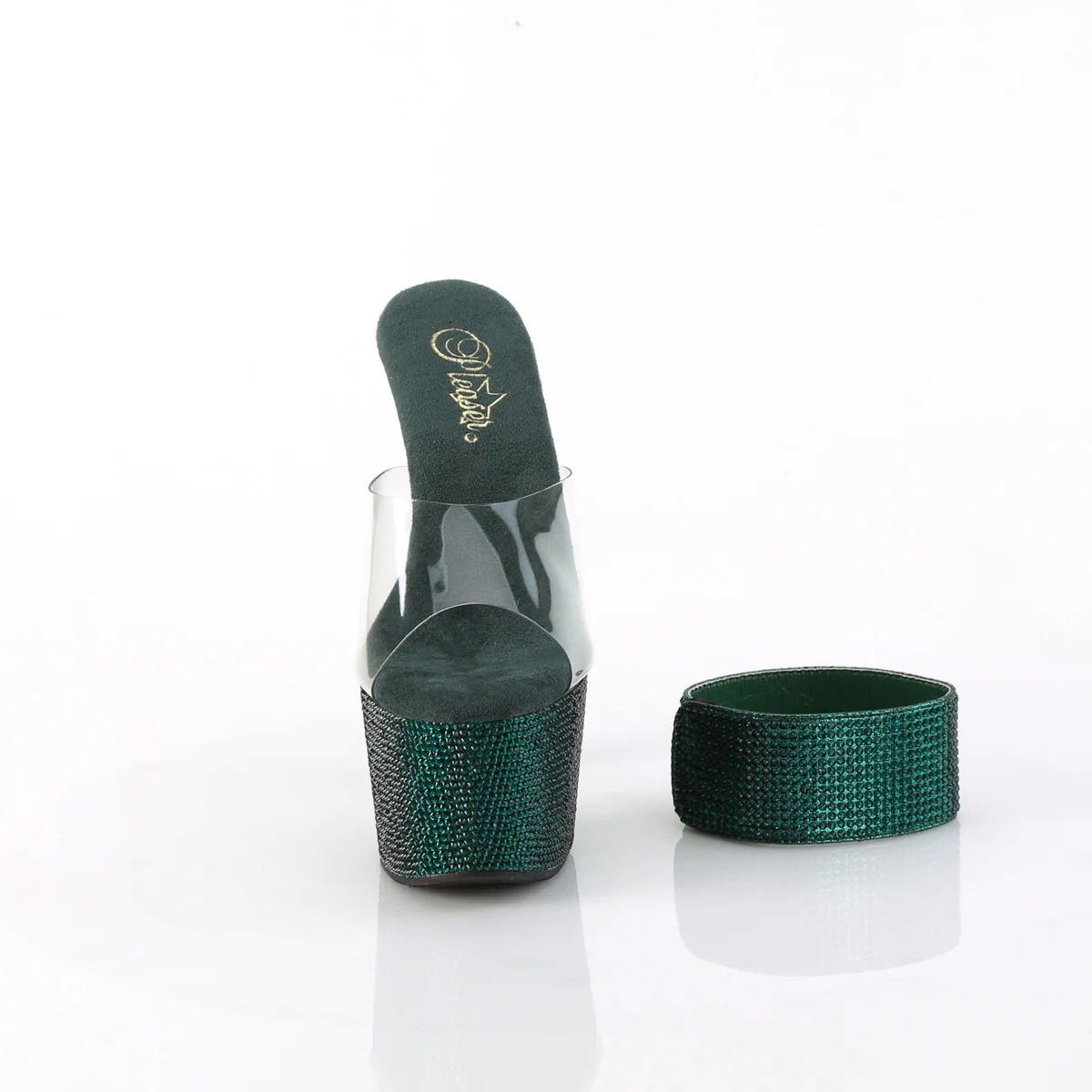 Emerald Green 7 Inch Statement Platform Heels -  Pleaser BEJEWELED-712RS - Image 2