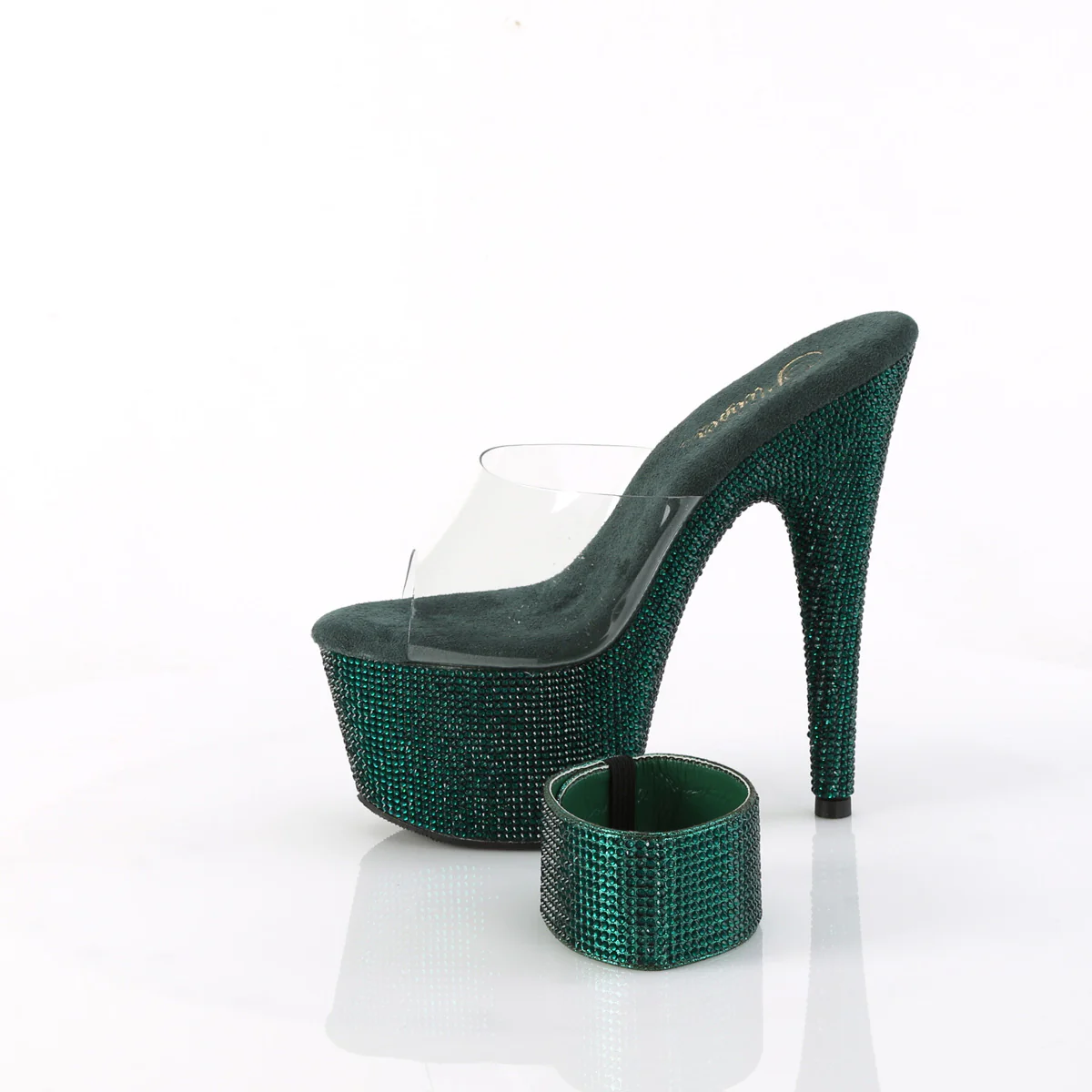 Emerald Green 7 Inch Statement Platform Heels -  Pleaser BEJEWELED-712RS - Image 3