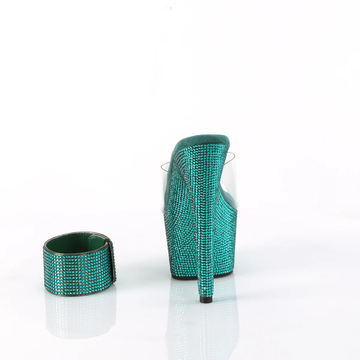Green 7 Inch Rhinestones Platform Heels - Pleaser BEJEWELED-712RS - Image 4
