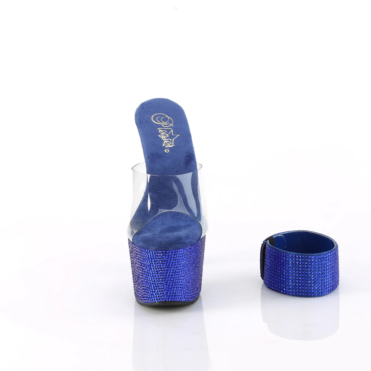 Royal Blue 7 Inch Crystal-Embellished Platform Heels - Pleaser BEJEWELED-712RS - Image 2