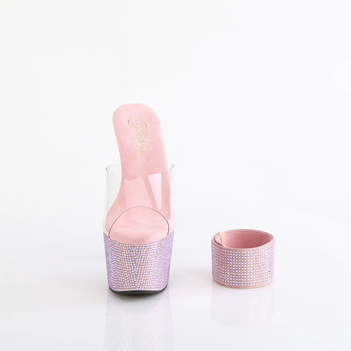 Baby Pink 7 Inch Gemstone Platform Heels - Pleaser BEJEWELED-712RS - Image 2