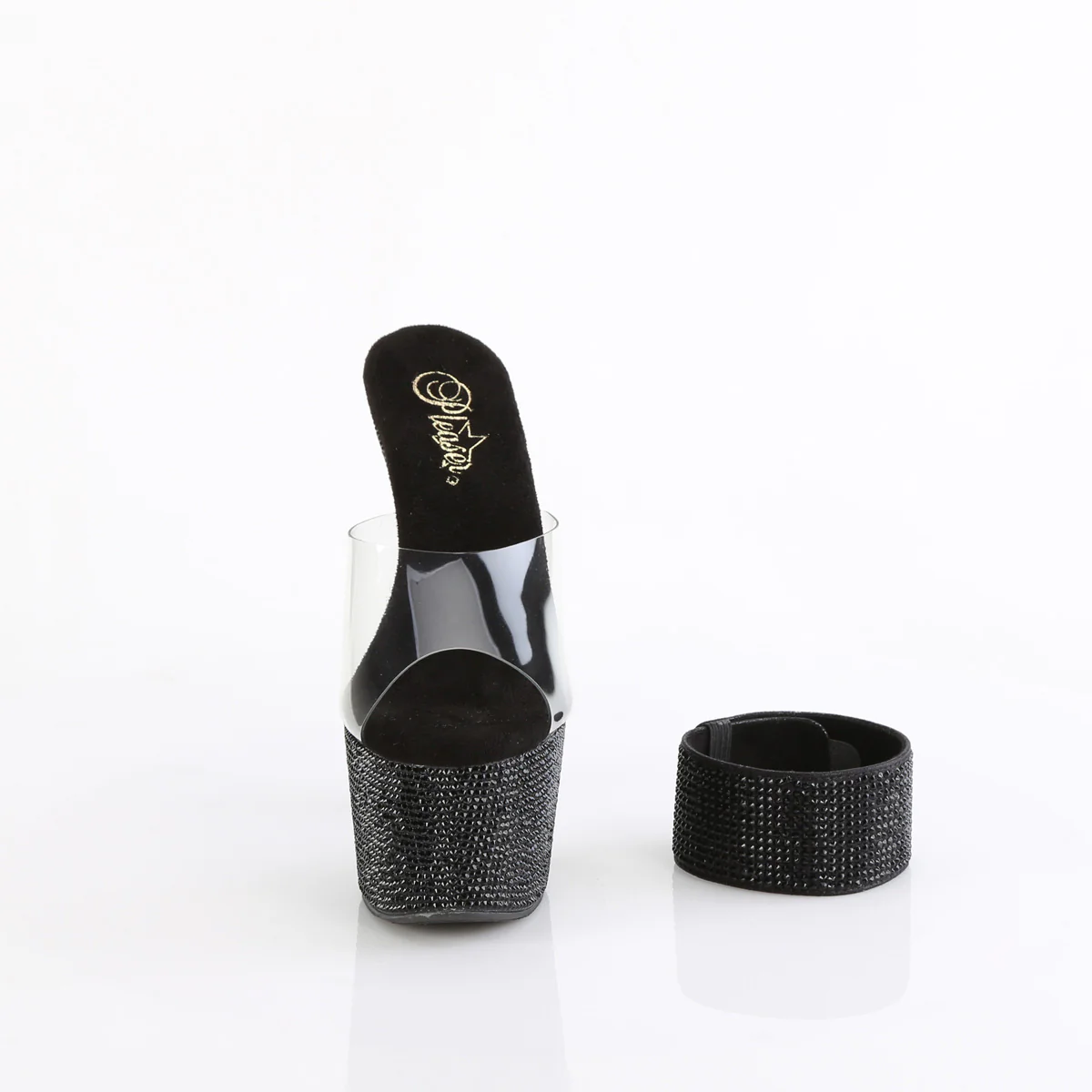 Clear Black 7 Inch Bling Platform Heels -  Pleaser BEJEWELED-712RS - Image 2