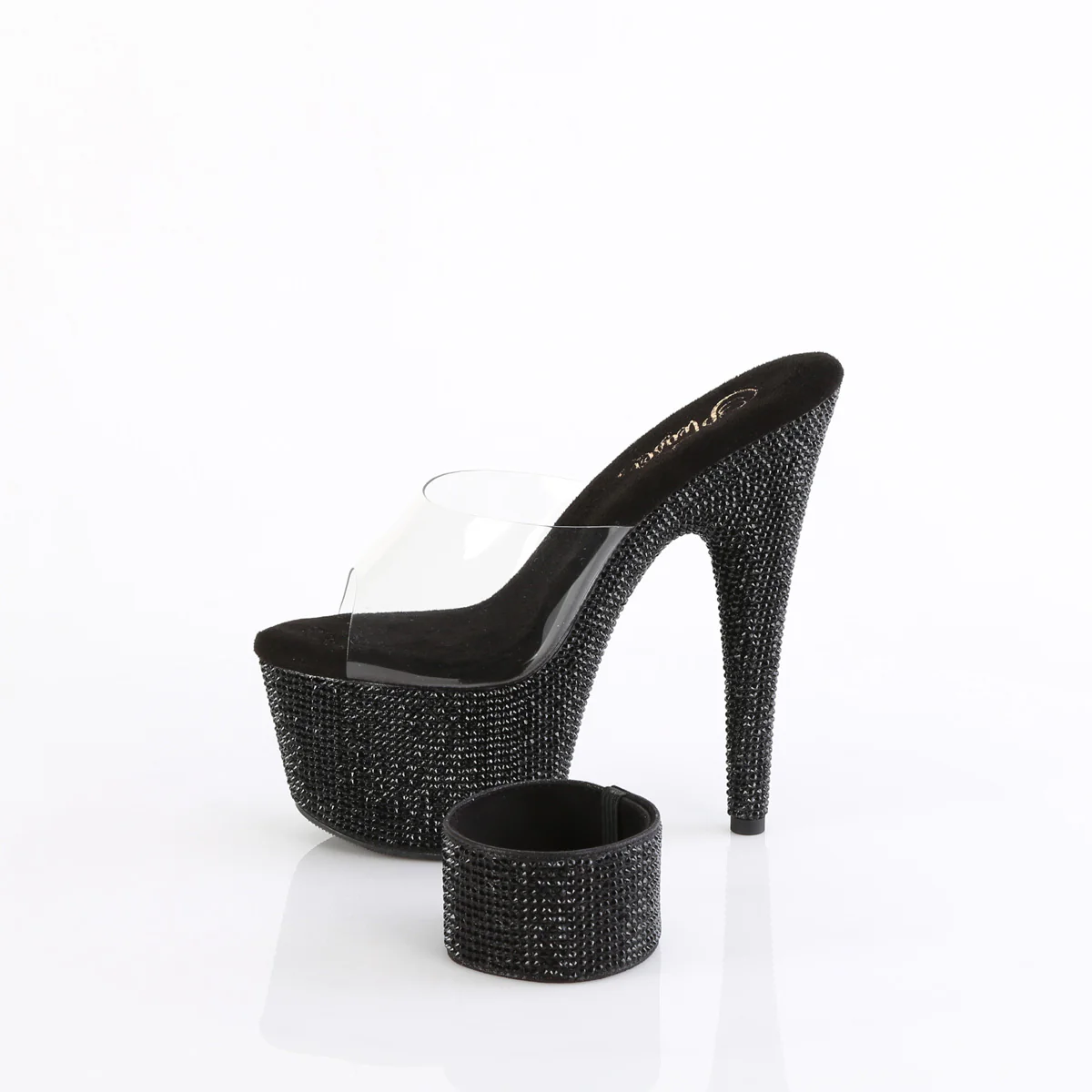 Clear Black 7 Inch Bling Platform Heels -  Pleaser BEJEWELED-712RS - Image 3