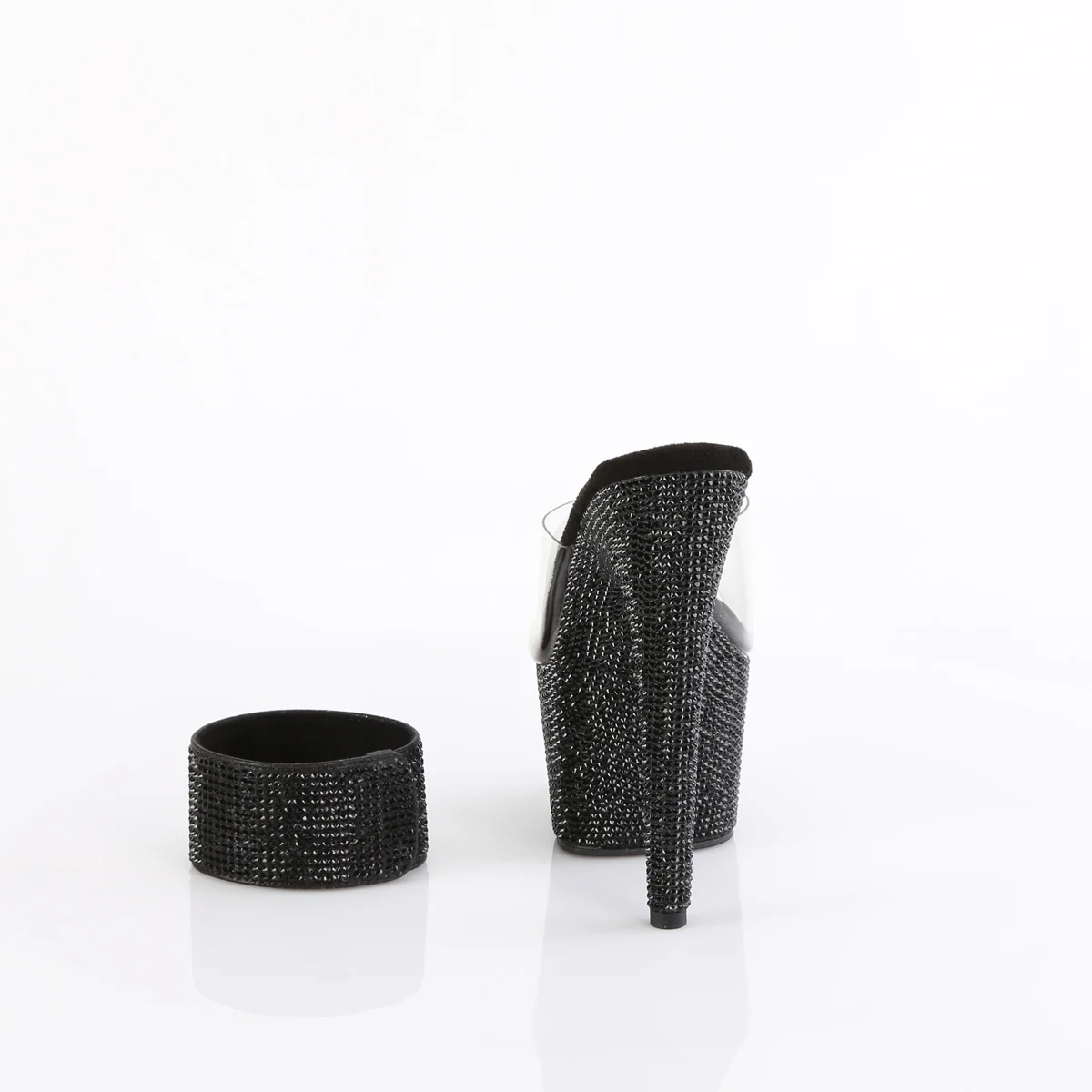 Clear Black 7 Inch Bling Platform Heels -  Pleaser BEJEWELED-712RS - Image 4