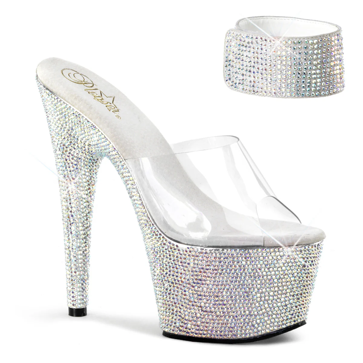 Transparent Bling 7 Inch Jewel-Encrusted Platform Heels -  Pleaser BEJEWELED-712RS