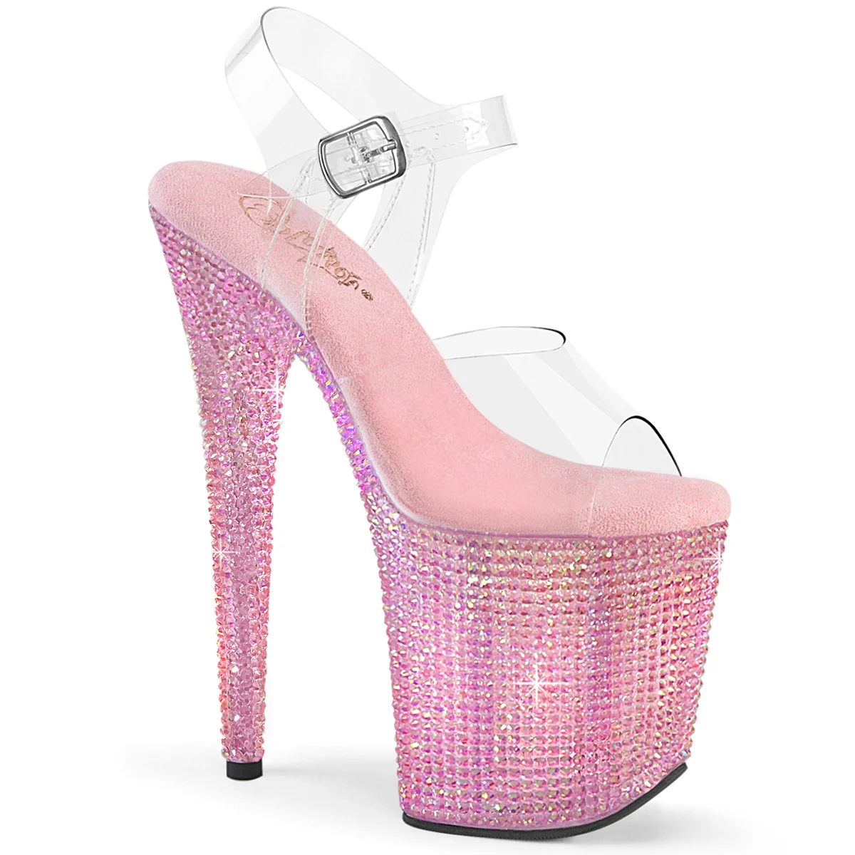 Baby Pink 8 Inch Luxe Crystal Platform Heels - Pleaser BEJEWELED-808RRS