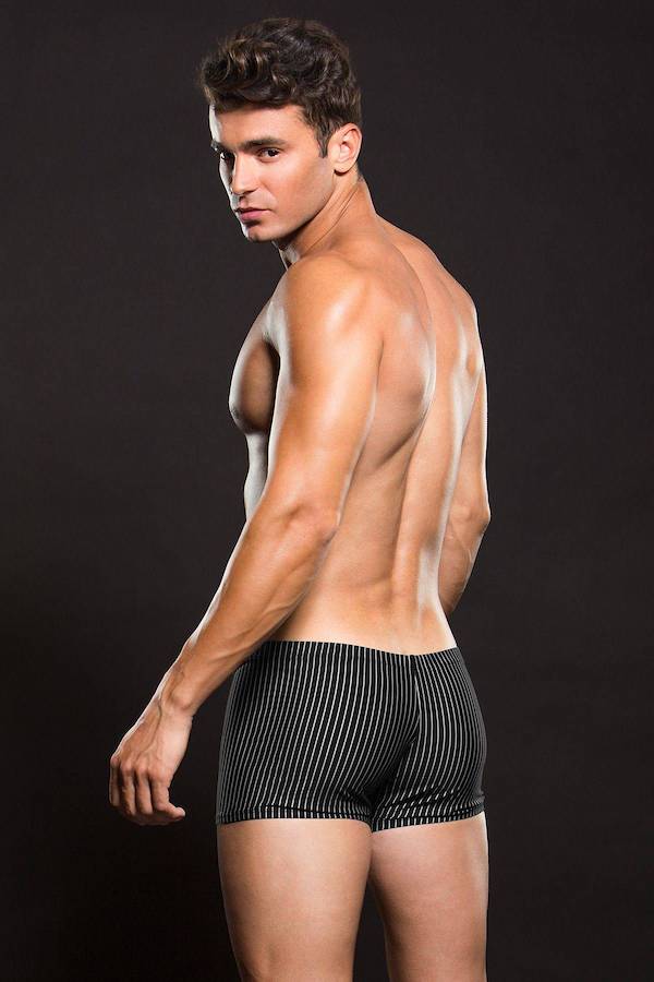 BEV041 Envy Menswear Microfiber Boxer White Pinstripe - Image 2
