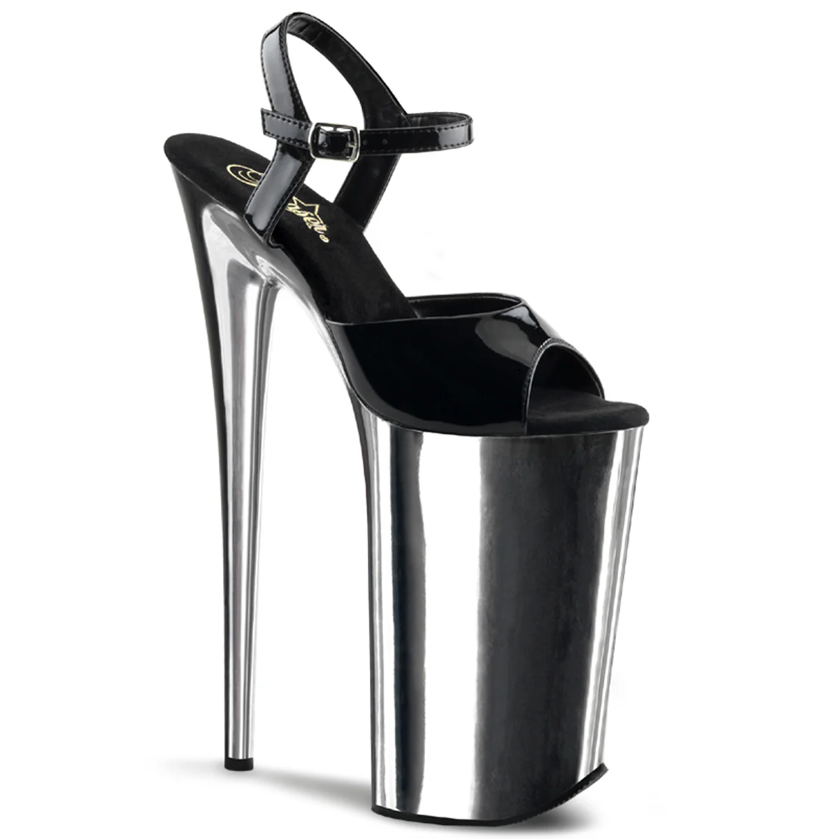 Black Silver 10 Inch Very Tall Platform Shoes -  Pleaser BEYOND-009 - Image 6