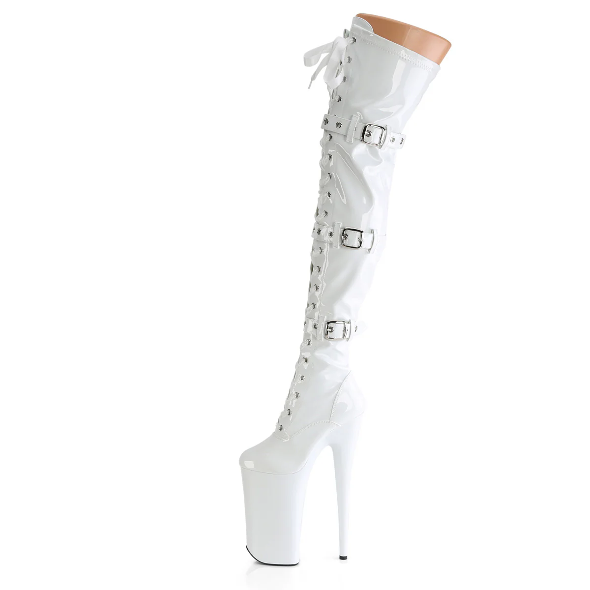 White 10 Inch Very High Thigh Boots -  Pleaser BEYOND-3028 - Image 3