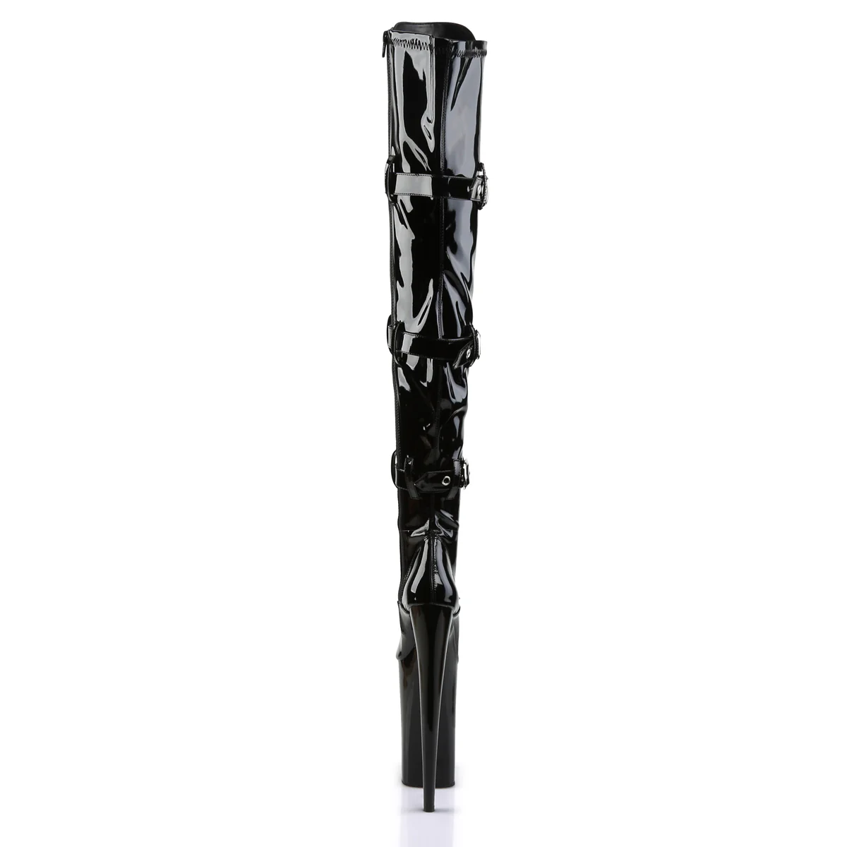 Black Patent 10 Inch Sky High Thigh Boots - Pleaser BEYOND-3028 - Image 4