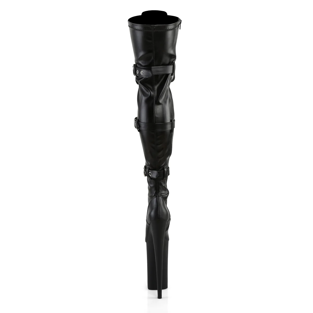 Black Faux Leather 10 Inch Killer Heel Thigh Boots - Pleaser BEYOND-3028 - Image 4