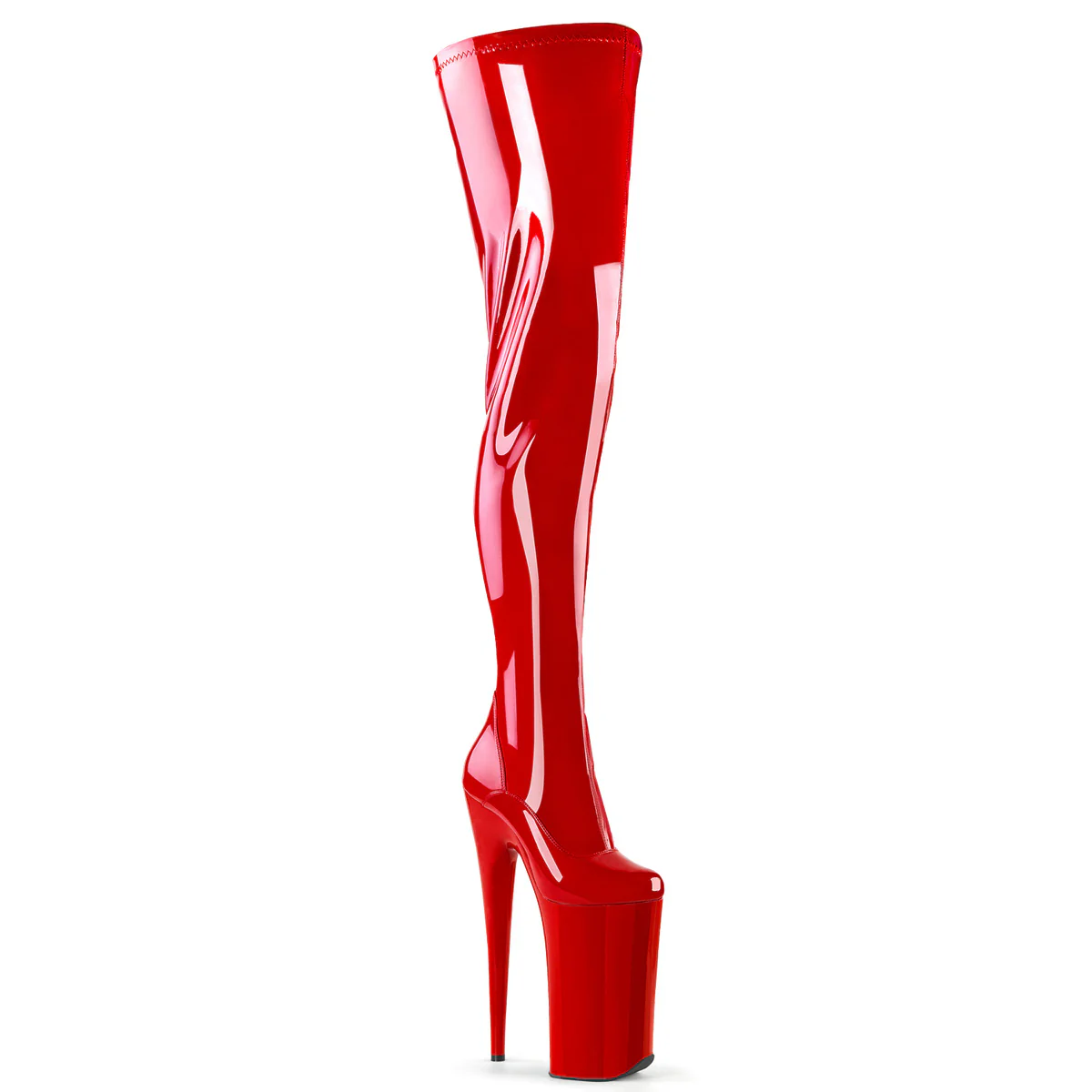 Red 10 Inch Fierce Crotch Boots - Pleaser BEYOND-4000
