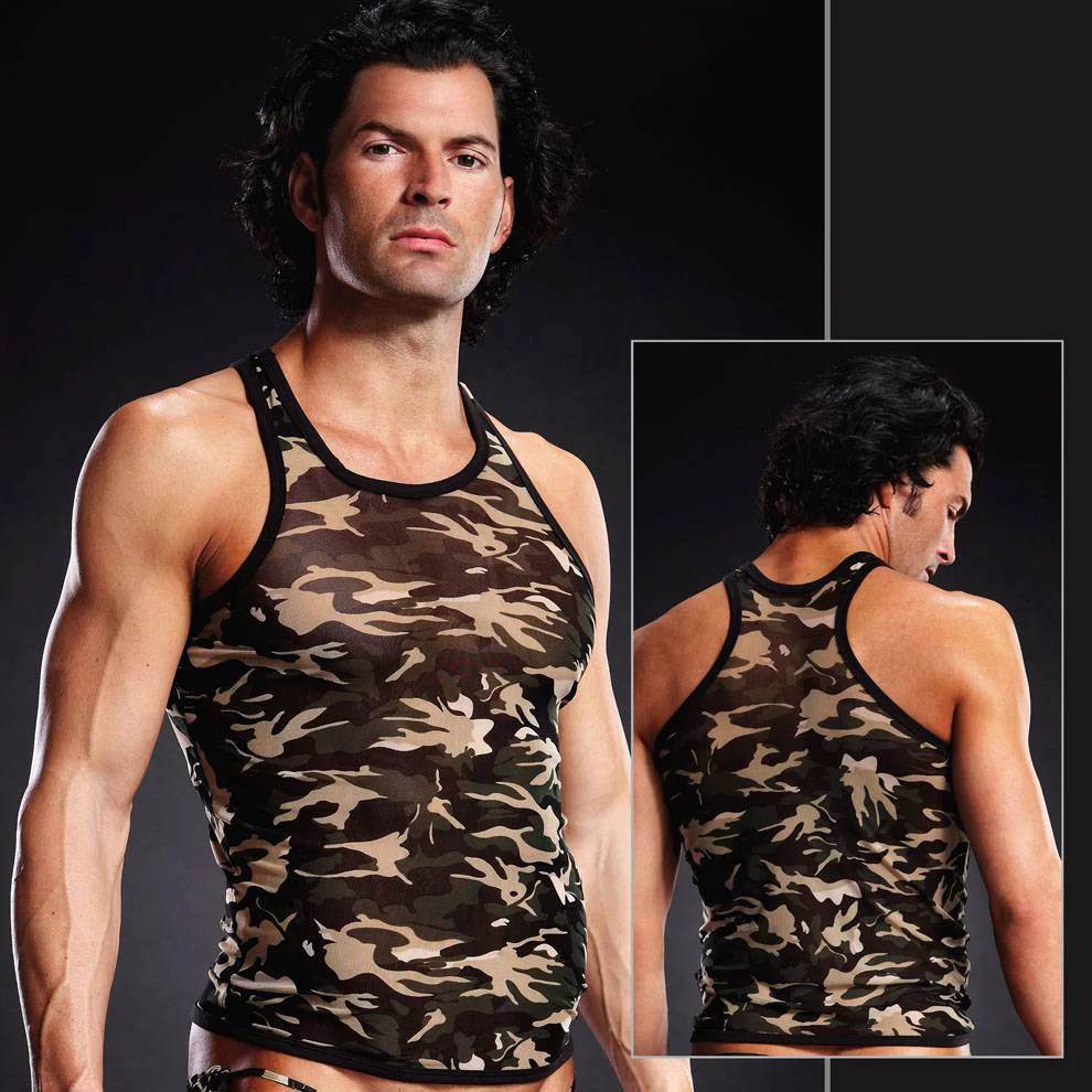 BLM018 Blue Line Male Mesh Camouflage Racerback Tank