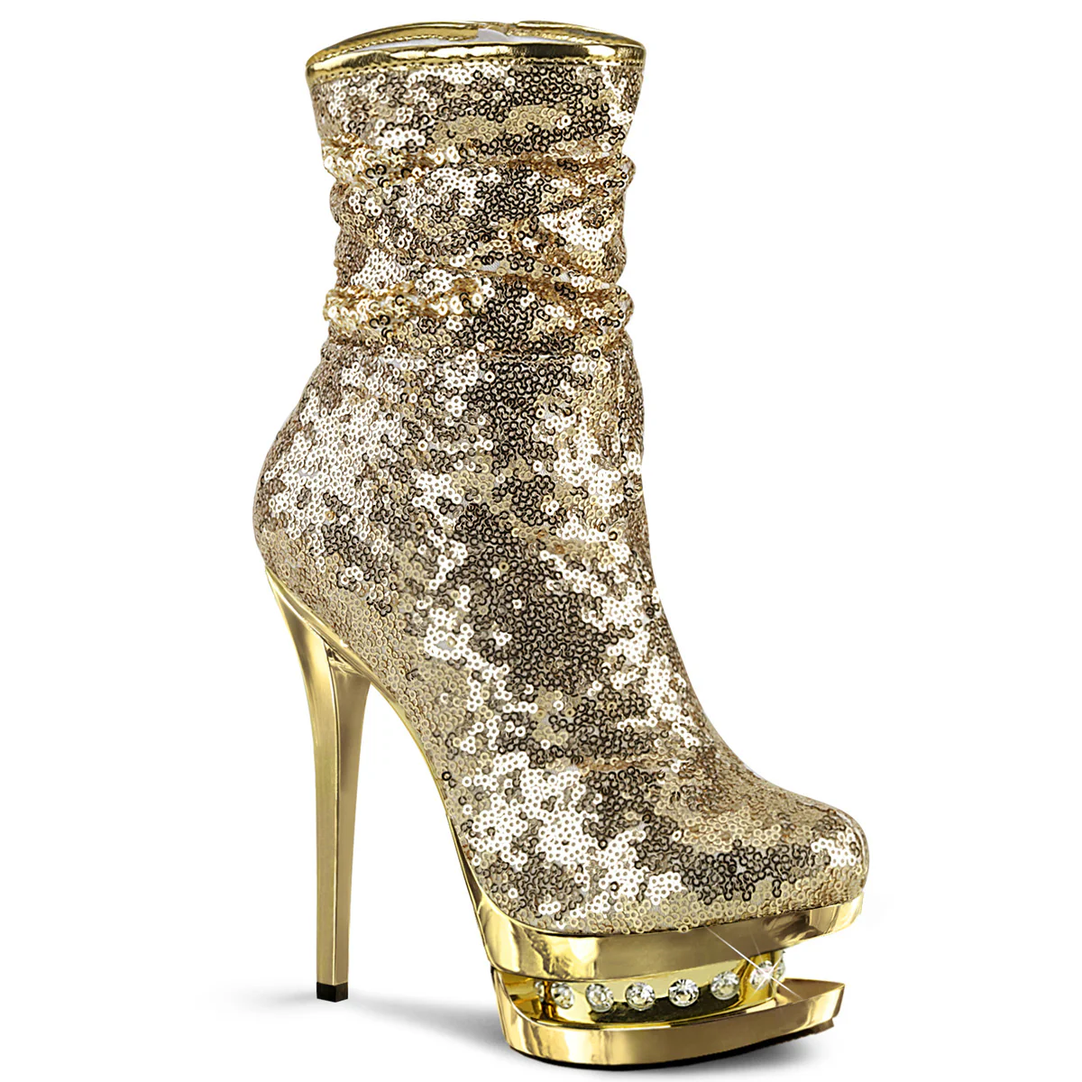 Gold Sequins 6 Inch Glamour Models Ankle Boots -  Pleaser BLONDIE-R-1009 - Image 6