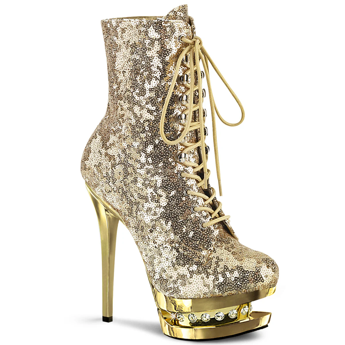 Gold Sequins 6 Inch Exotic Platform Ankle Boots - Pleaser BLONDIE-R-1020 - Image 6