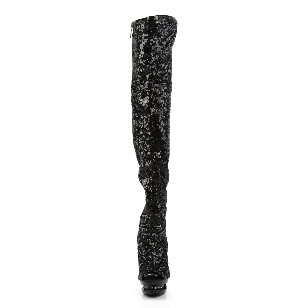 Black Sequins 6 Inch Stratement Thigh Boots -  Pleaser BLONDIE-R-3011 - Image 2