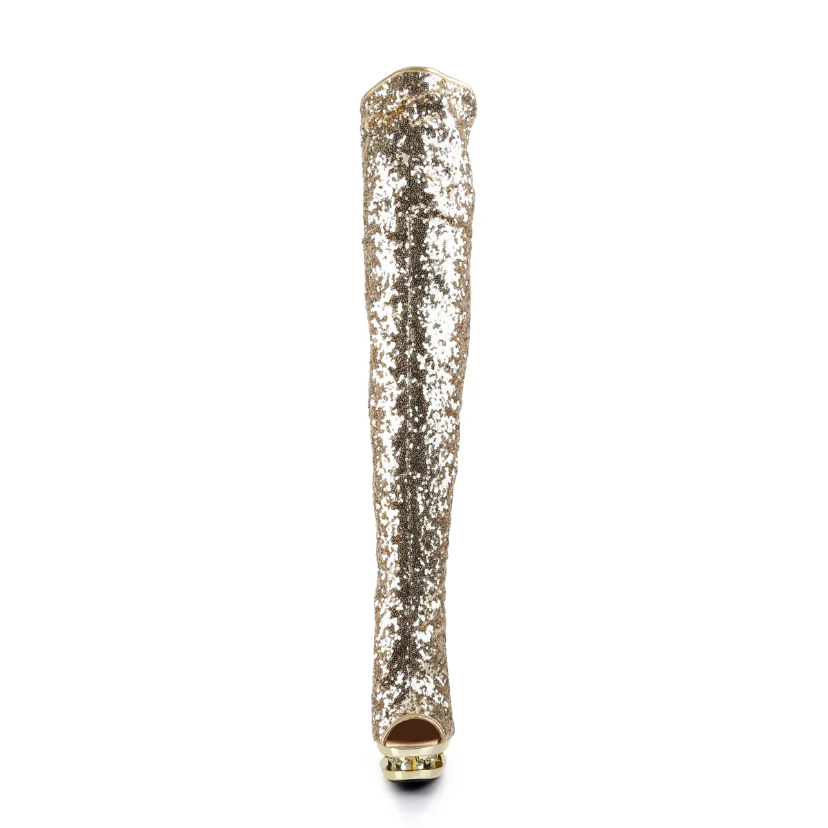 Gold Sequins 6 Inch High Fashiom Thigh Boots - Pleaser BLONDIE-R-3011 - Image 2