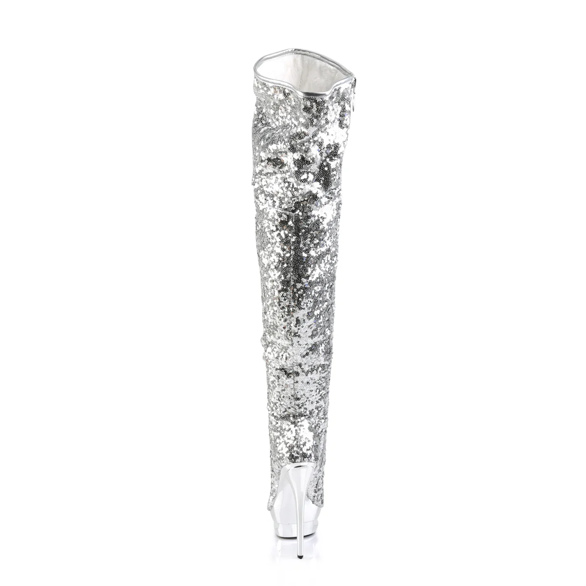 Silver Sequins 6 Inch Pole Dance Thigh Boots -  Pleaser BLONDIE-R-3011 - Image 4