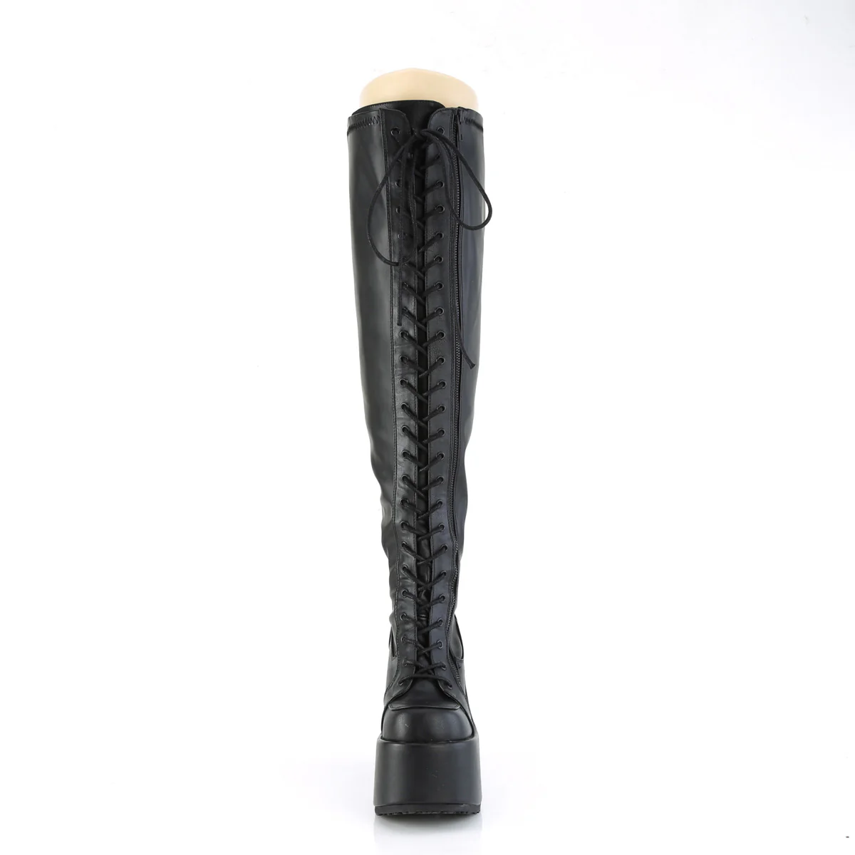 Black Vegan Leather 5 Inch Alternative Women's Over-the-Knee Boots - Demonia Cult CAMEL-300WC - Image 2