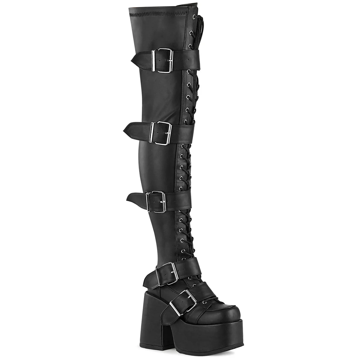 Black Vegan 5 Inch Alternative Women's Over-the-Knee Boots -  Demonia Cult CAMEL-305