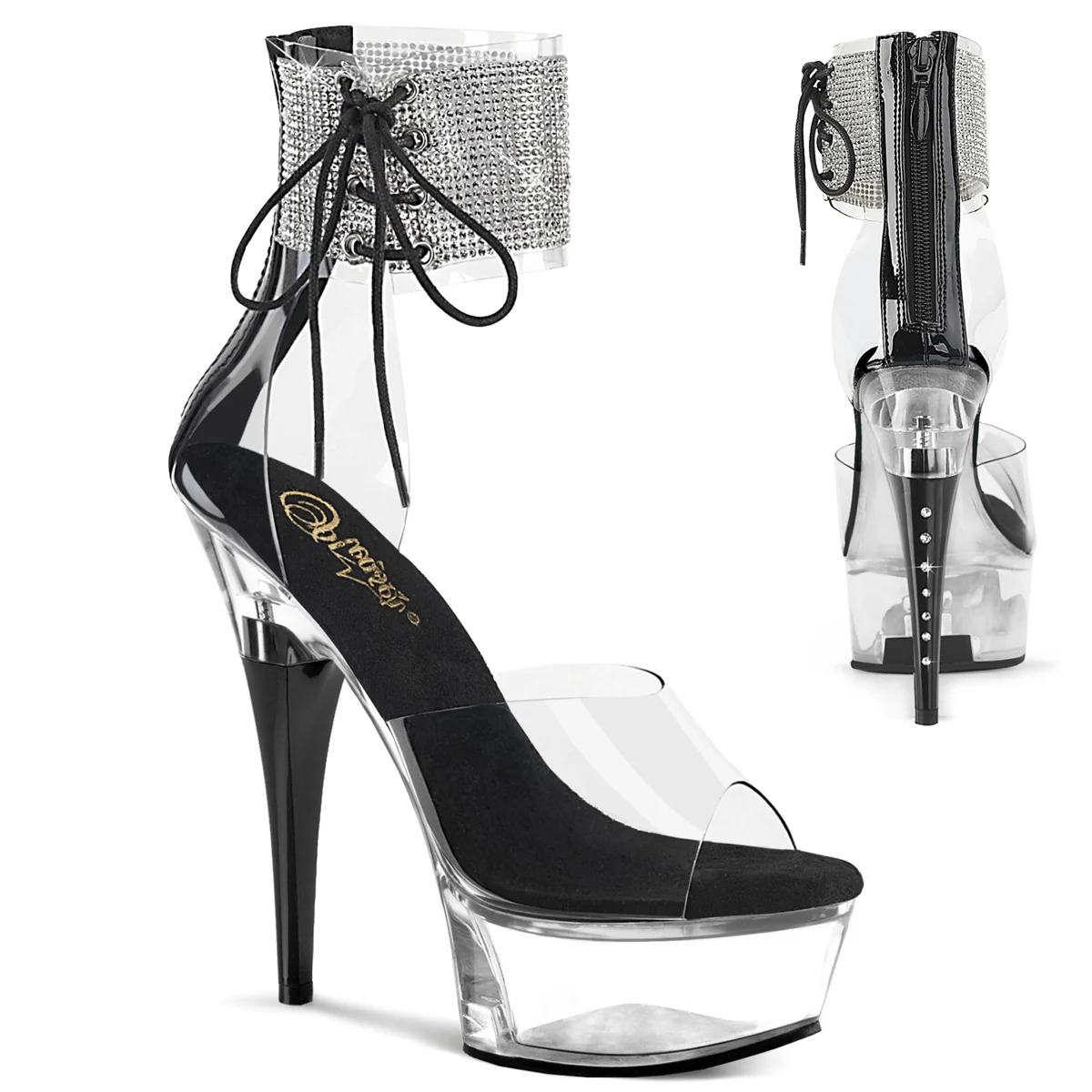 Clear Black 6 Inch High Fashiom Platform Shoes - Pleaser CAPTIVA-624RS
