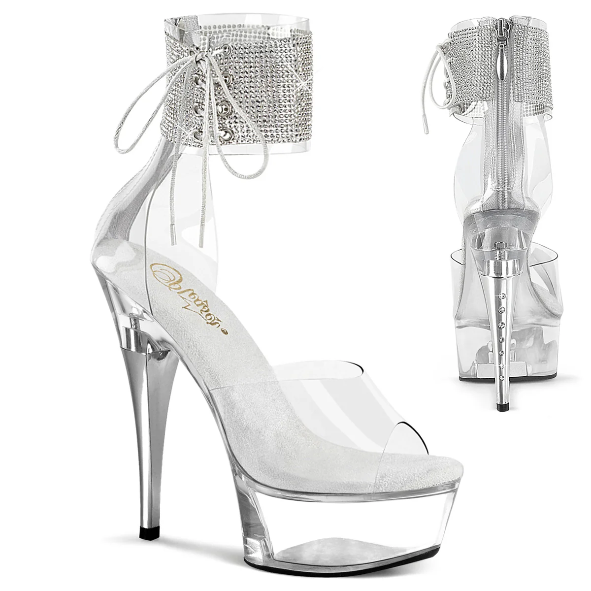 Clear 6 Inch Pole Dance Platform Shoes - Pleaser CAPTIVA-624RS