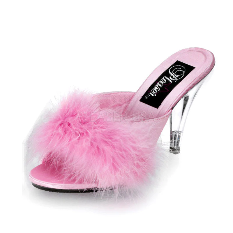 4 Heel, 1/8 PF Marabou Slide  CAR401/BP/SAT/F/CLR  CARESS401F