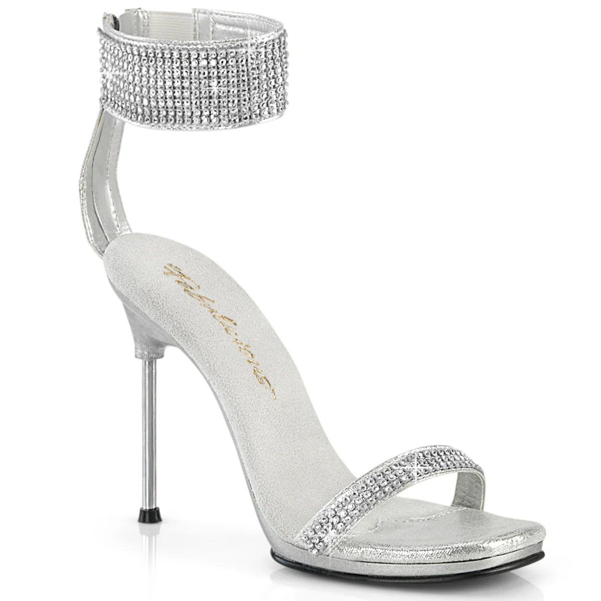 Silver 4.5 Inch Elegant Shoes - Fabulicious CHIC-40
