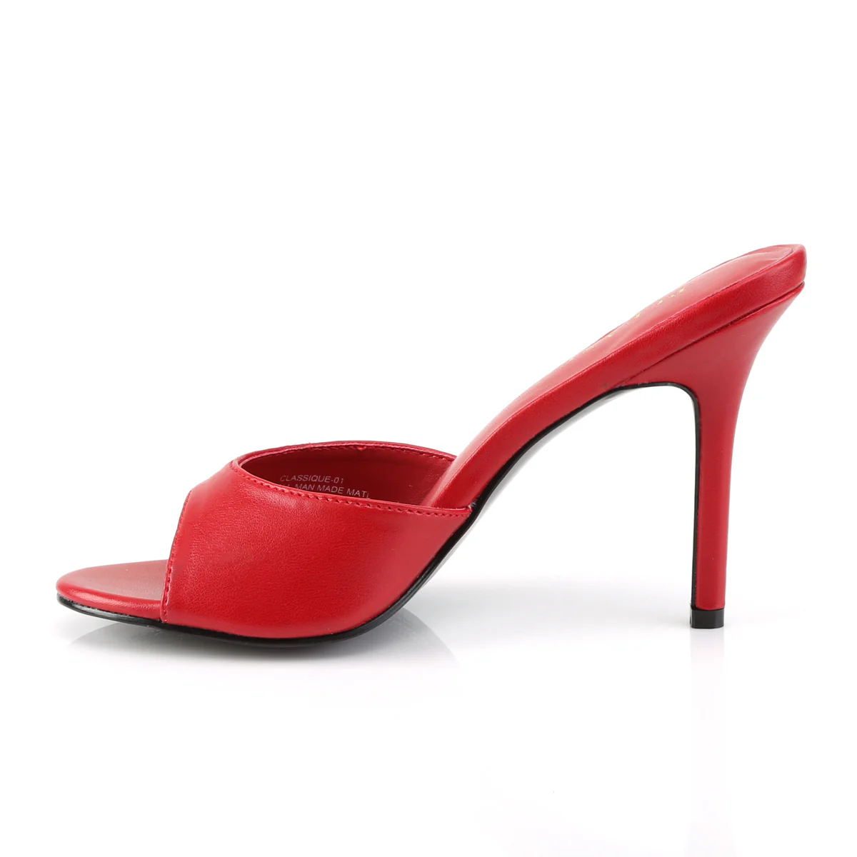 Red Kid Pu 4 Inch Daring Bedroom Heels - Pleaser CLASSIQUE-01 - Image 3