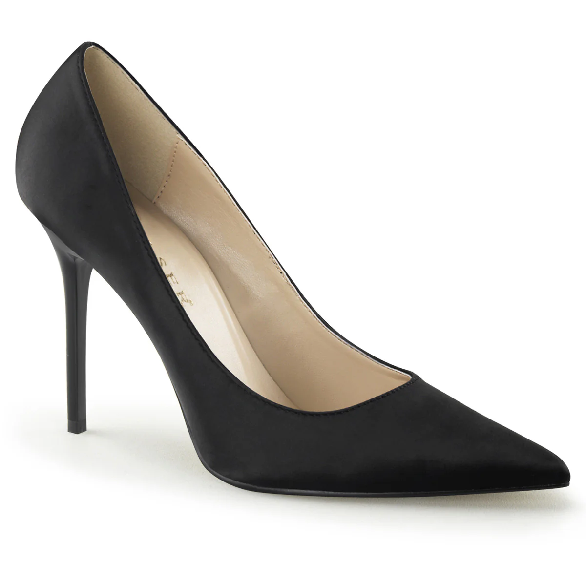Black Satin 4 Inch Alluring Sexy Shoes - Pleaser CLASSIQUE-20 - Image 6