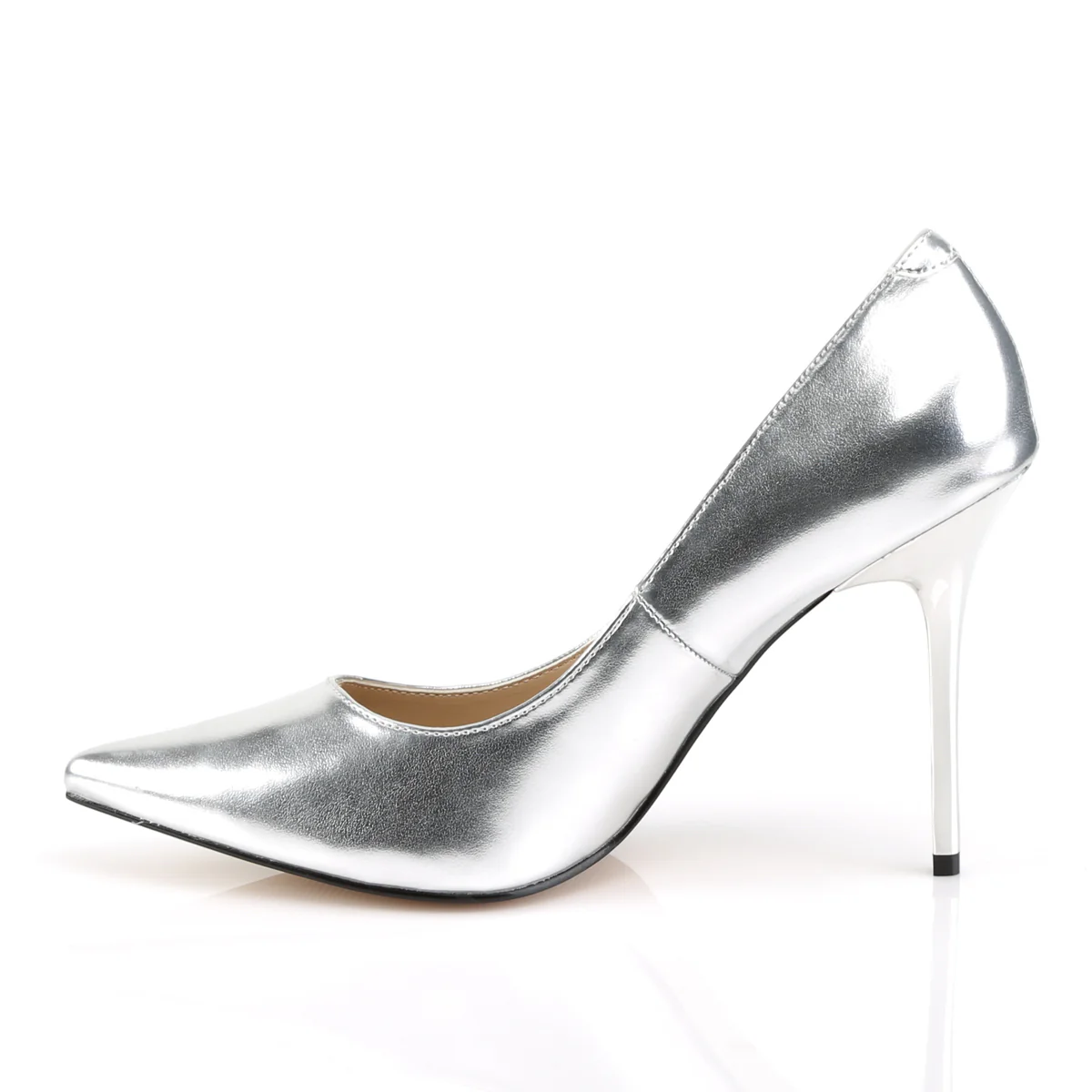 Silver 4 Inch Fetish High Heels - Pleaser CLASSIQUE-20 - Image 3