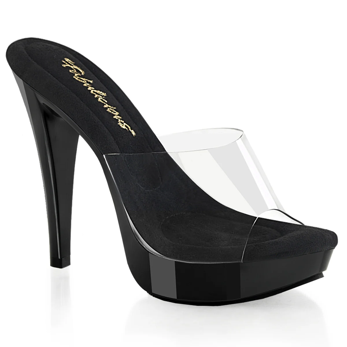 Clear Black 5 Inch Glamour Shoes - Fabulicious COCKTAIL-501
