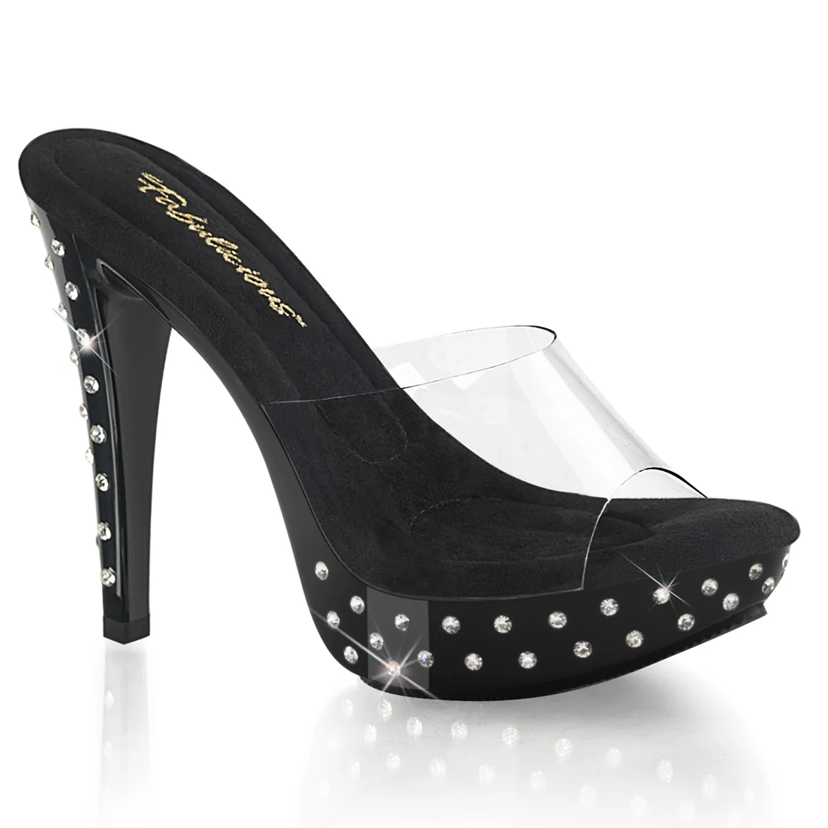 Clear Black 5 Inch Posing Shoes - Fabulicious COCKTAIL-501SDT