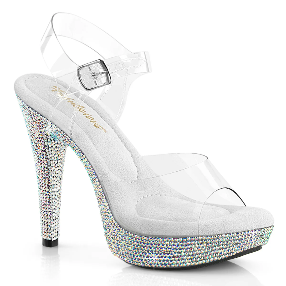 Transparent Bling 5 Inch Posing Shoes - Fabulicious COCKTAIL-508DM