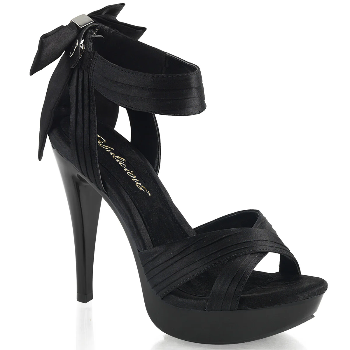 Black Satin 5 Inch Fetish Shoes - Fabulicious COCKTAIL-568 - Image 6