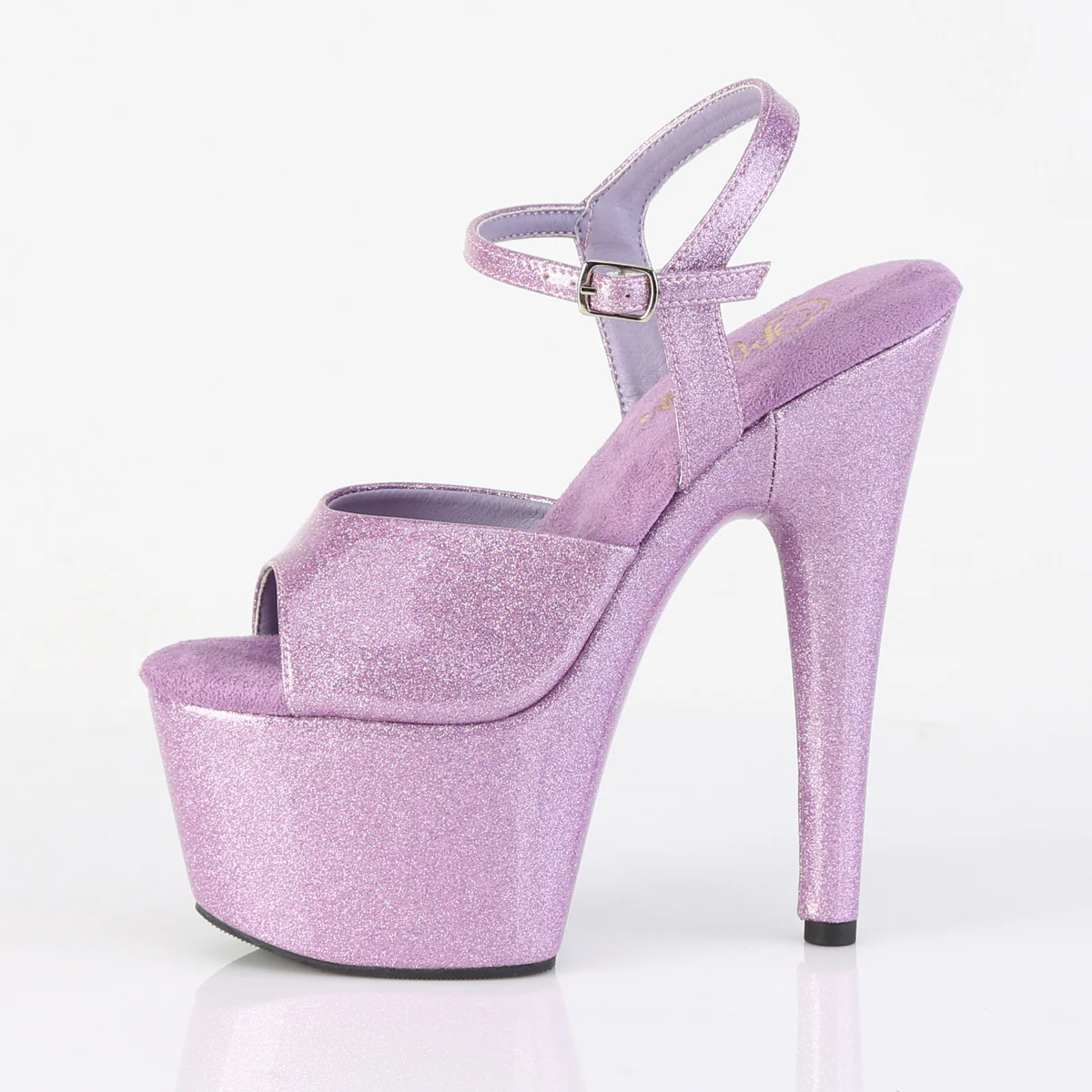 Lilac Glitter 7 Inch Fetish Pole Dancing Heels -  Pleaser ADORE-709GP - Image 3