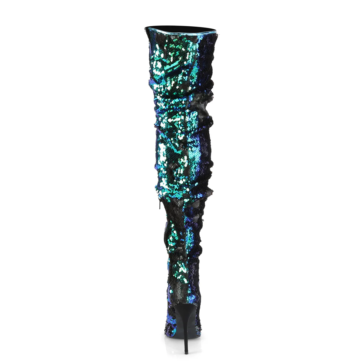 Green Sequins 5 Inch Submissive Thigh Length Boots - Pleaser COURTLY-3011 - Image 4