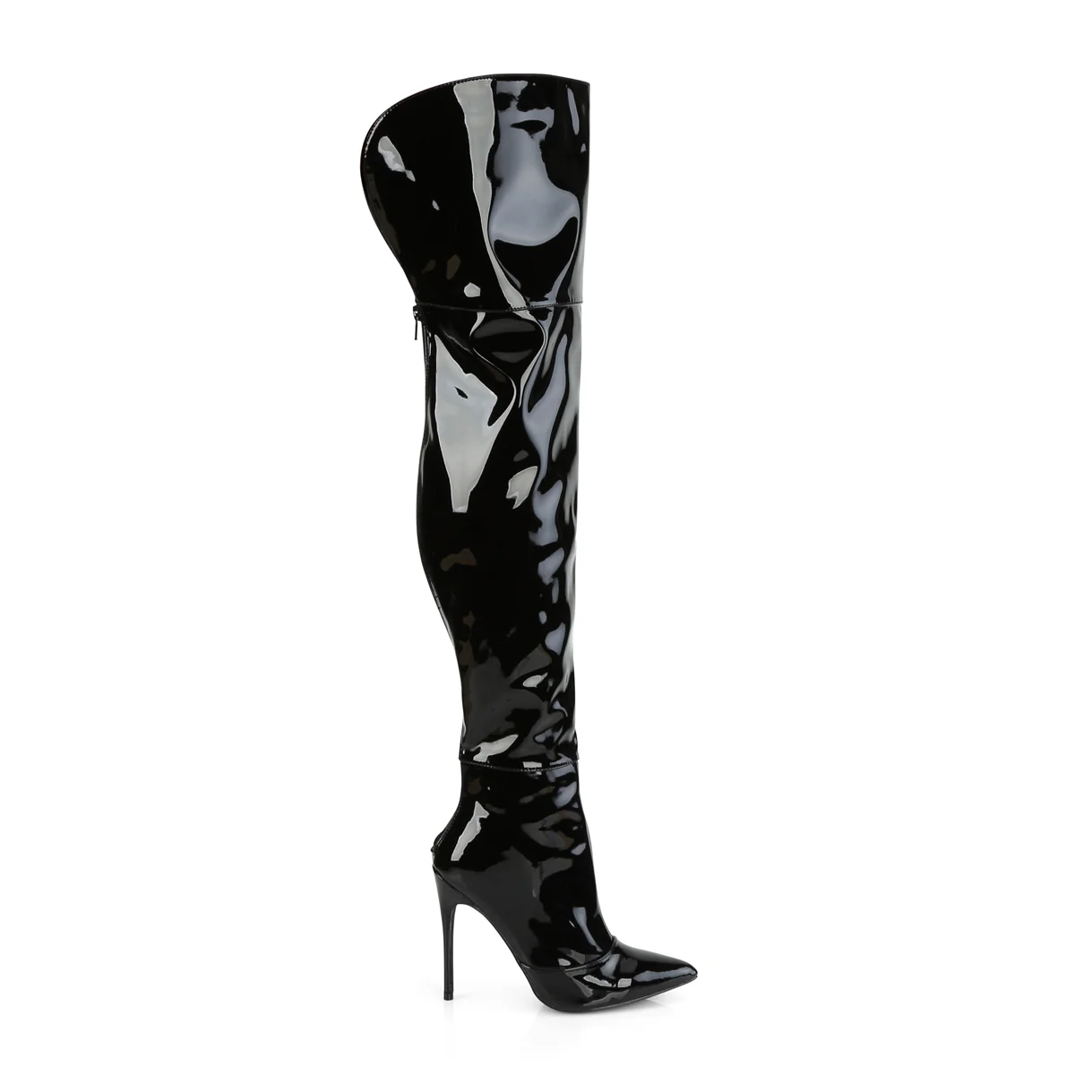 Black 5 Inch Provocative Thigh Length Boots -  Pleaser COURTLY-3012 - Image 5