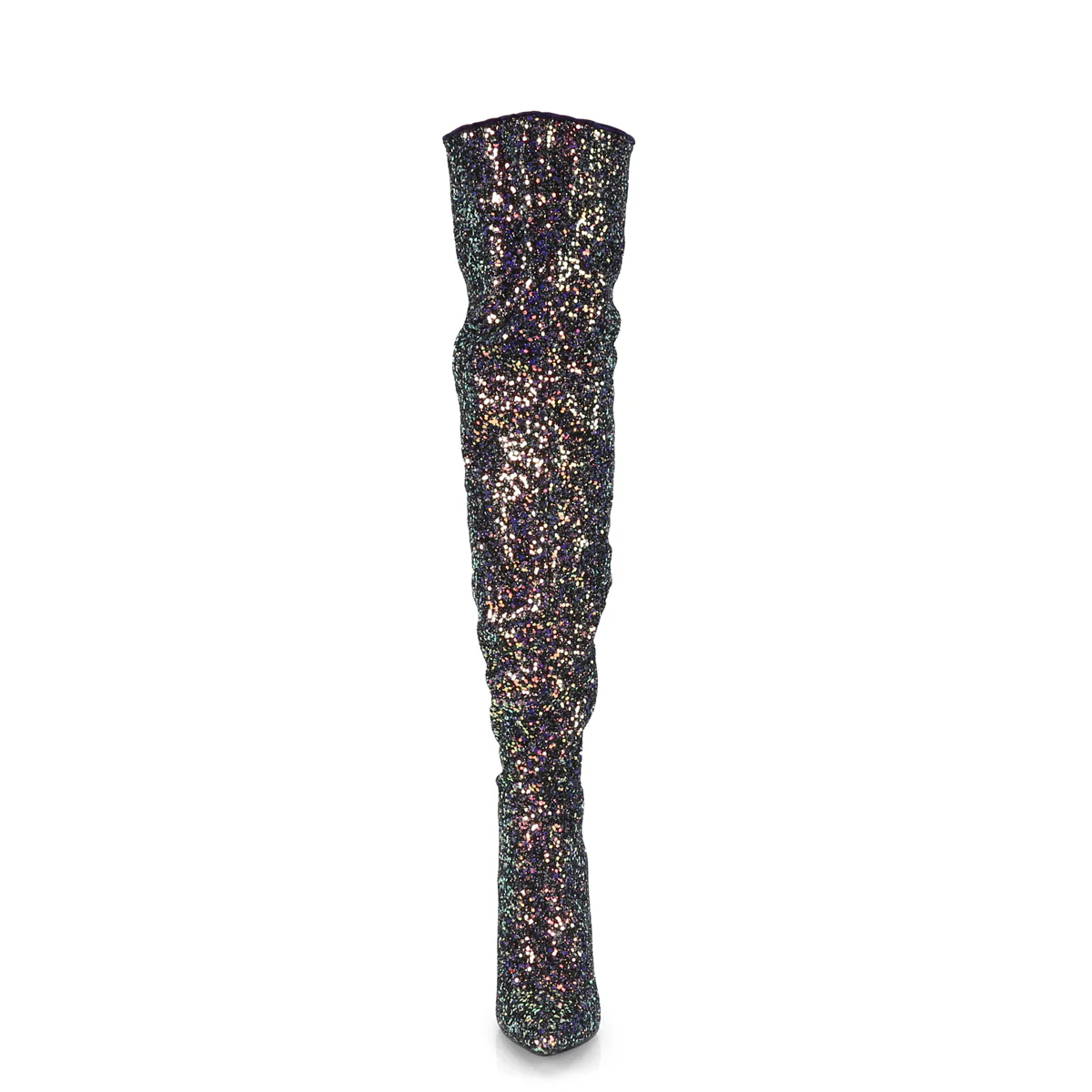 Black Glitter 5 Inch Teasing Thigh Boots -  Pleaser COURTLY-3015 - Image 2
