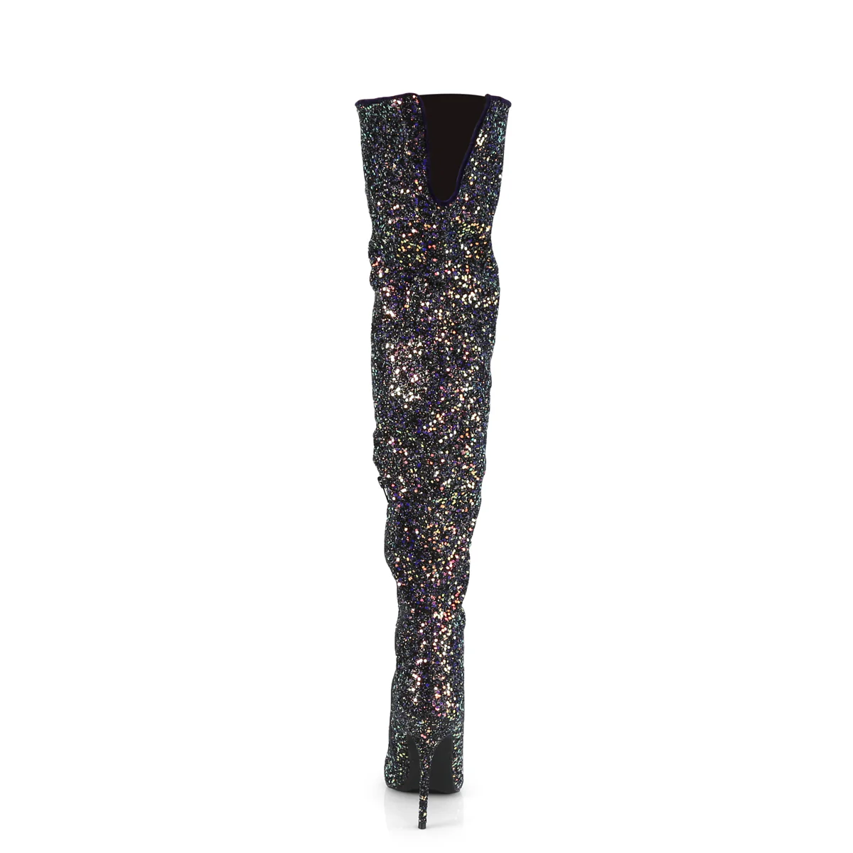 Black Glitter 5 Inch Teasing Thigh Boots -  Pleaser COURTLY-3015 - Image 4