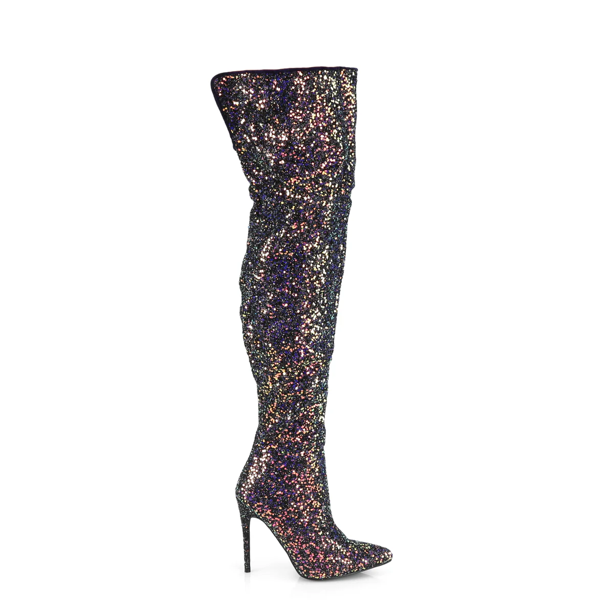 Black Glitter 5 Inch Teasing Thigh Boots -  Pleaser COURTLY-3015 - Image 5