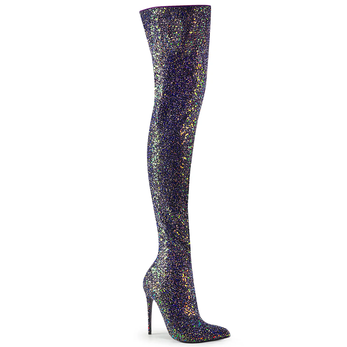 Black Glitter 5 Inch Teasing Thigh Boots -  Pleaser COURTLY-3015 - Image 6