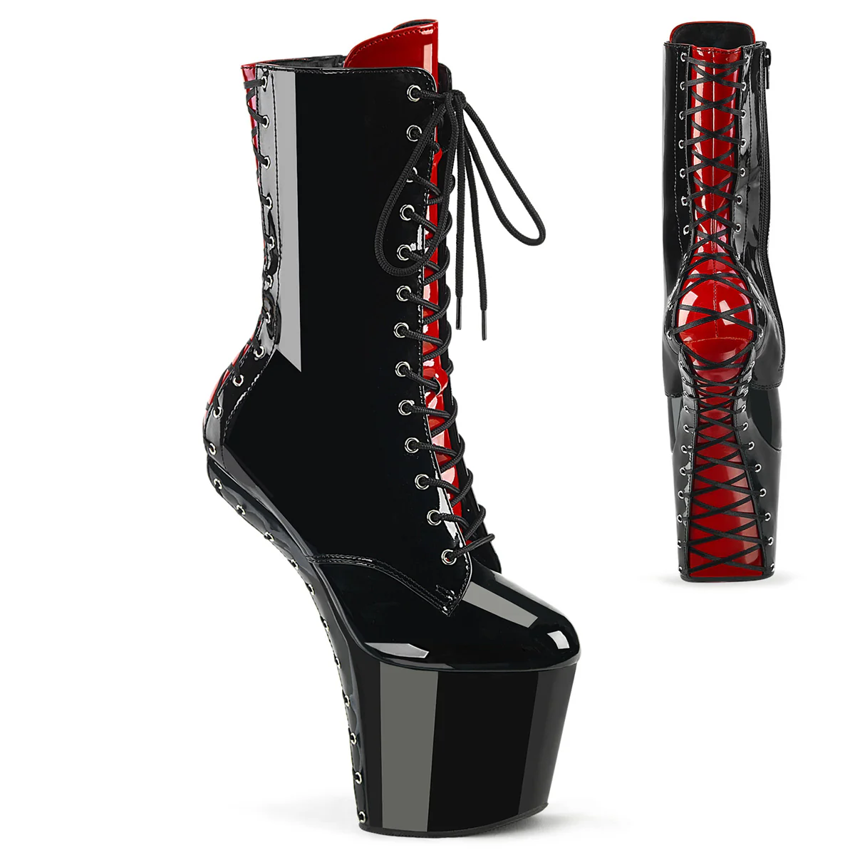 Black Red 8 Inch Exotic Dance Ankle Boots - Pleaser CRAZE-1040FH