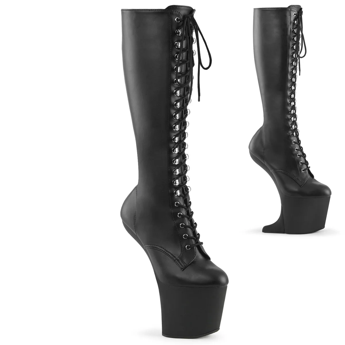Black Faux Leather 8 Inch Exotic Dancing Knee High Boots - Pleaser CRAZE-2023