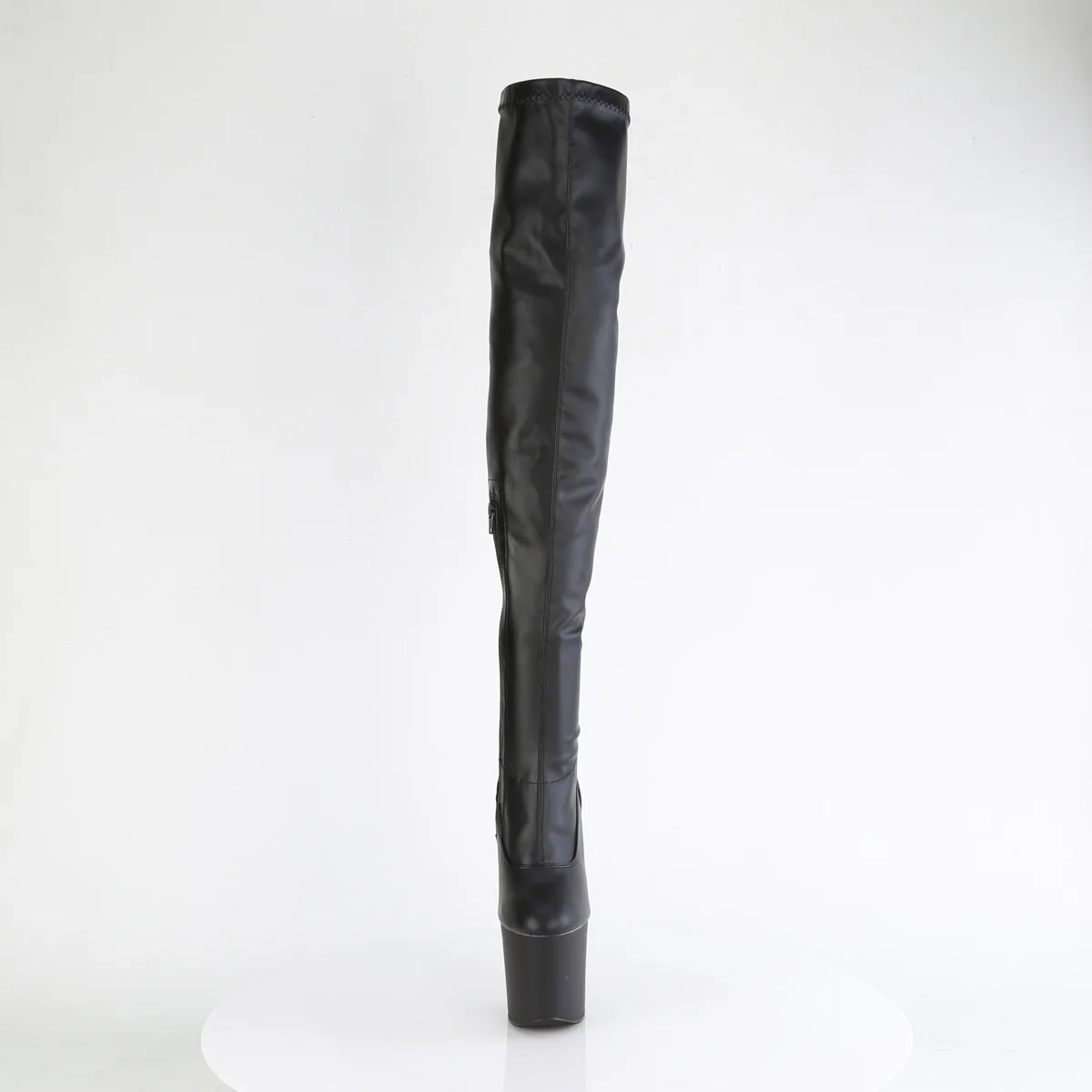 Black Faux Leather 8 Inch Pole Dancer Thigh boots - Pleaser CRAZE-3000 - Image 2