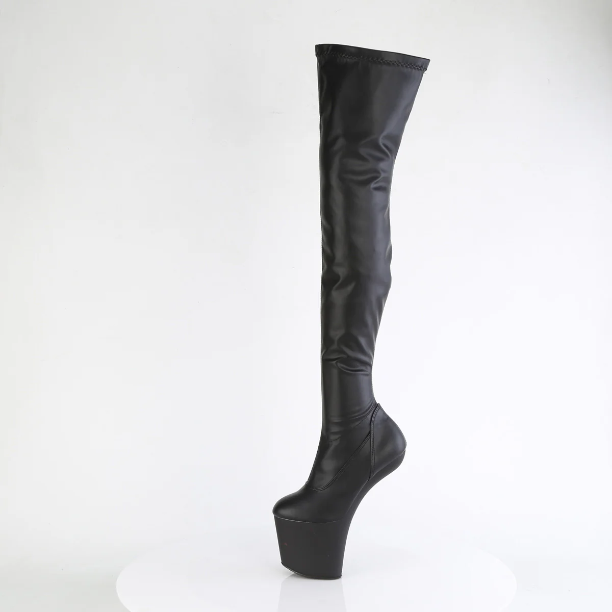 Black Faux Leather 8 Inch Pole Dancer Thigh boots - Pleaser CRAZE-3000 - Image 3