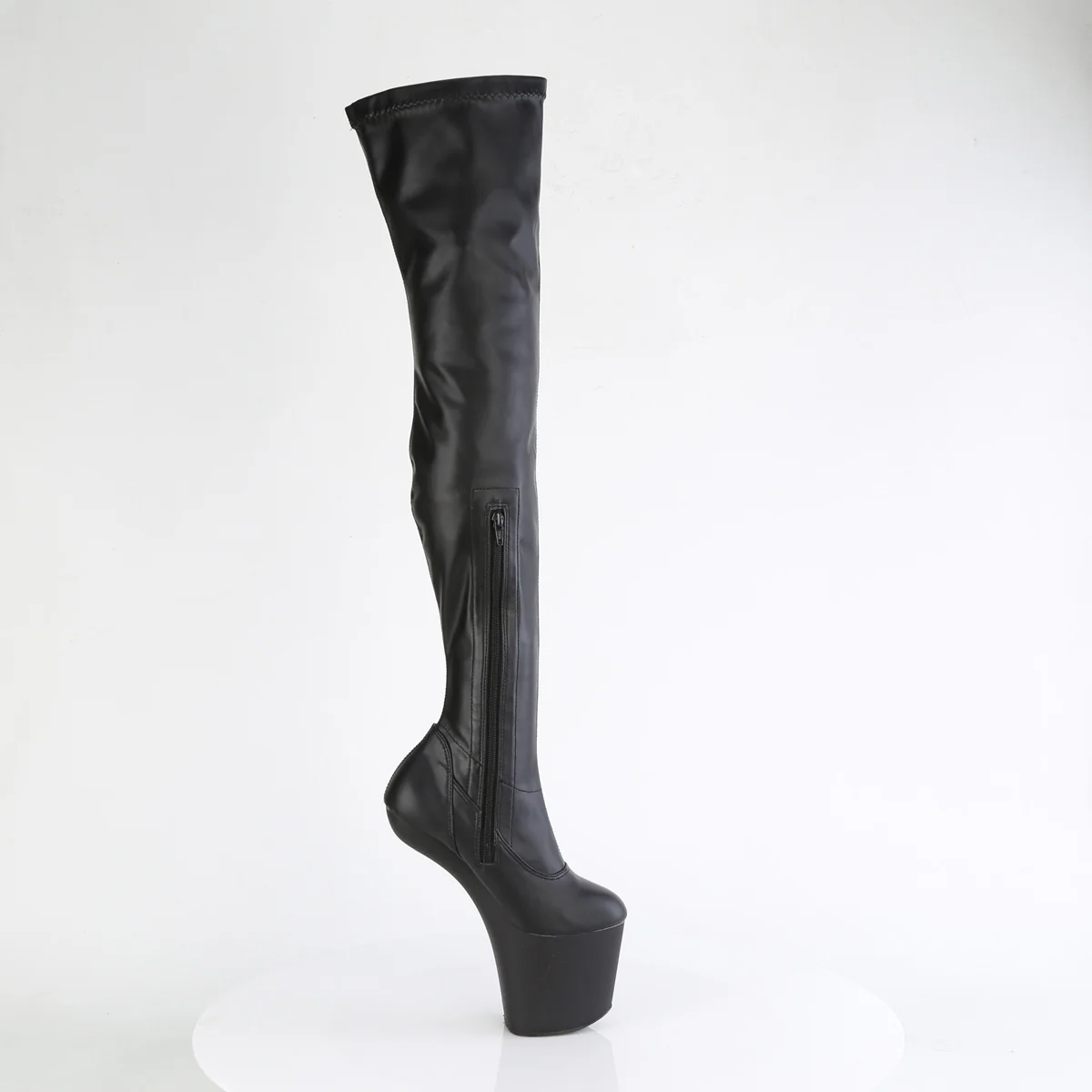 Black Faux Leather 8 Inch Pole Dancer Thigh boots - Pleaser CRAZE-3000 - Image 5